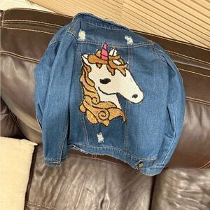 Lola & the Boys Size 8 Unicorn Jean Jacket